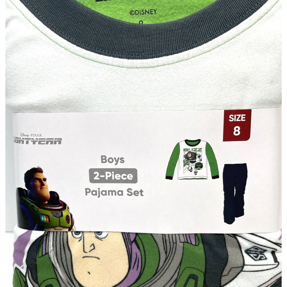 Disney Pixar Boys PJ's Buzz Lightyear PJ's Long Sleeve Pants 2pc Set Fleece SZ 8